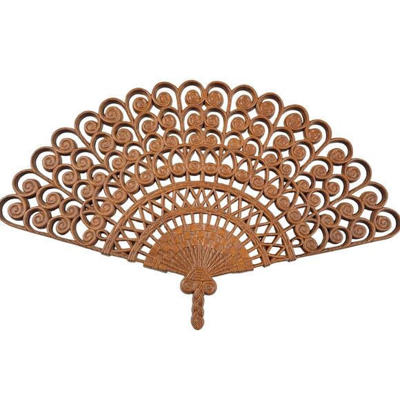 Burwood Vintage MCM Fan‎ filigree wall art Hollywood regency made in USA - Picture 1 of 4